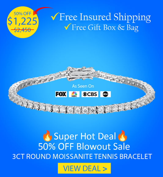 3CT TCW Round  Moissanite Tennis Bracelet