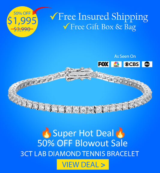 3CT Total Weight Round Lab Diamond Tennis Bracelet VS2 F