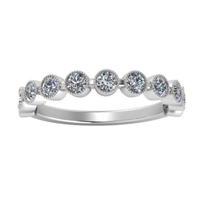 Briallen Round Millgrain Trendy Moissanite Wedding Ring whitegold