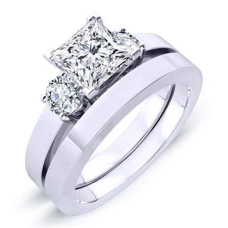 1.00 ct - Briar Rose - GIA Natural Princess Diamond Bridal Set