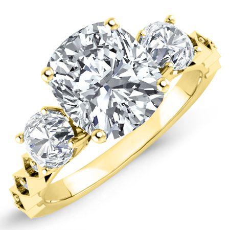 Calix Diamond Matching Band Only (engagement Ring Not Included) For Ring With Cushion Center yellowgold