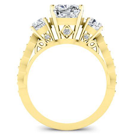 Calix Diamond Matching Band Only (engagement Ring Not Included) For Ring With Cushion Center yellowgold