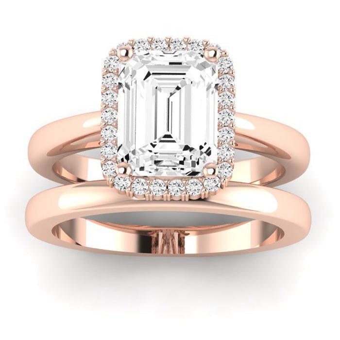 Calla Lily Diamond Matching Band Only (does Not Include Engagement Ring) For Ring With Emerald Center rosegold