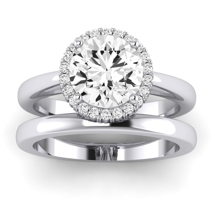 Calla Lily Diamond Matching Band Only (does Not Include Engagement Ring) For Ring With Round Center whitegold