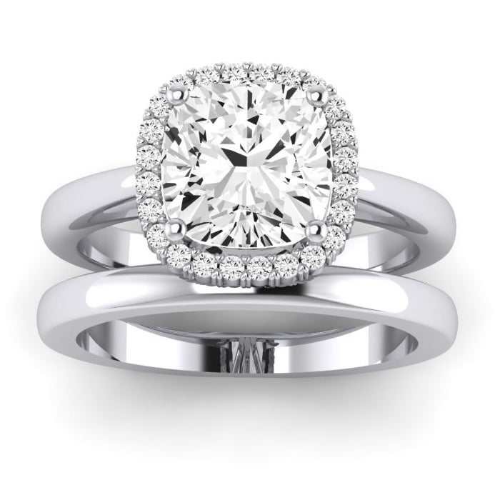 Calla Lily Diamond Matching Band Only (does Not Include Engagement Ring) For Ring With Cushion Center whitegold