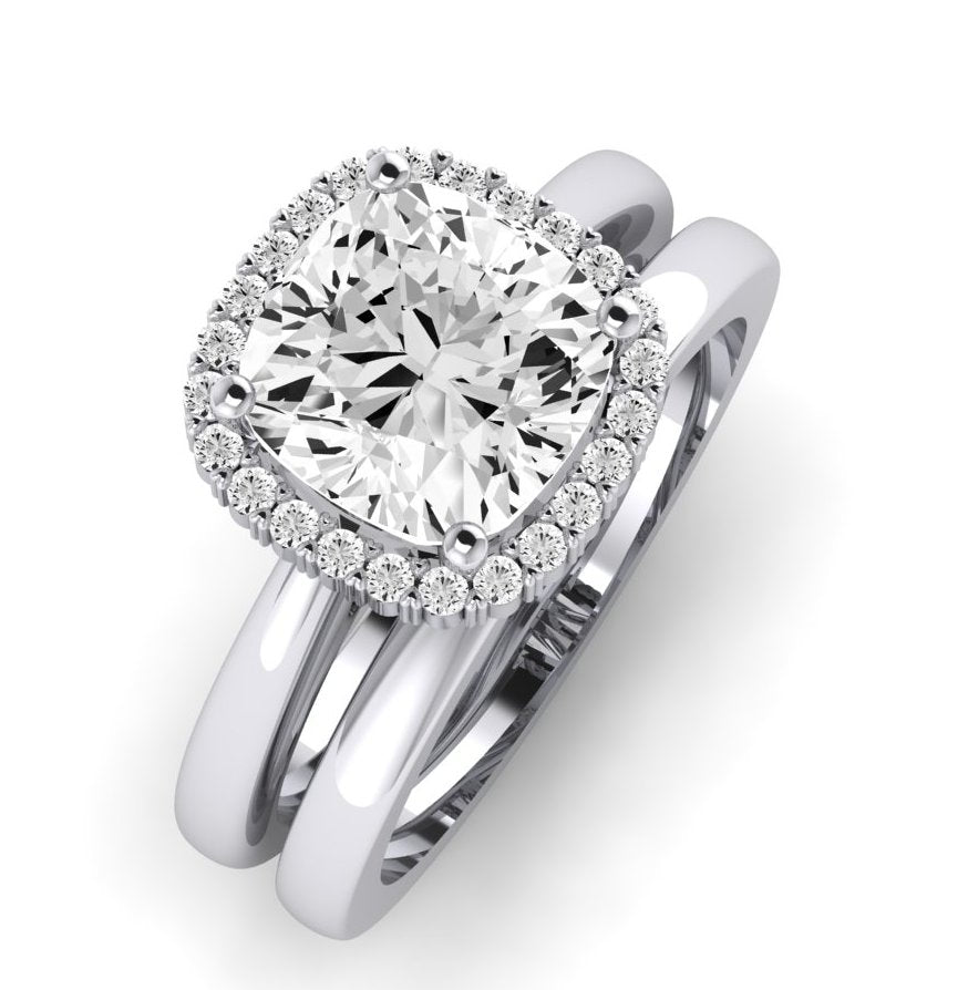 Calla Lily Diamond Matching Band Only (does Not Include Engagement Ring) For Ring With Cushion Center whitegold