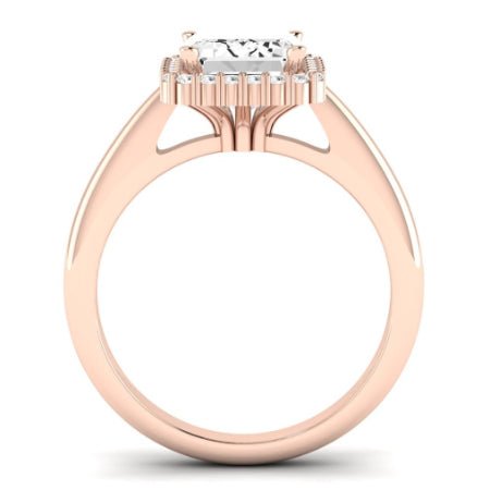 Calla Lily Diamond Matching Band Only (does Not Include Engagement Ring) For Ring With Emerald Center rosegold