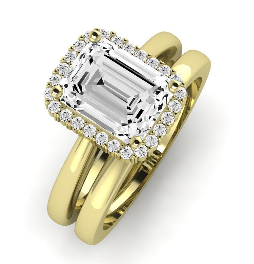 Calla Lily Diamond Matching Band Only (does Not Include Engagement Ring) For Ring With Emerald Center yellowgold