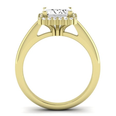 Calla Lily Diamond Matching Band Only (does Not Include Engagement Ring) For Ring With Emerald Center yellowgold