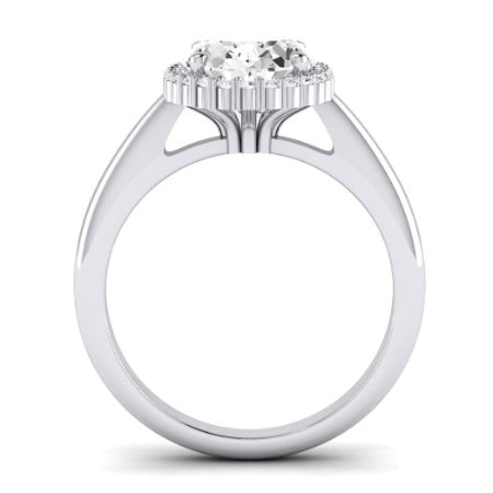 Calla Lily Diamond Matching Band Only (does Not Include Engagement Ring) For Ring With Oval Center whitegold