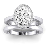Calla Lily Diamond Matching Band Only (does Not Include Engagement Ring) For Ring With Oval Center whitegold