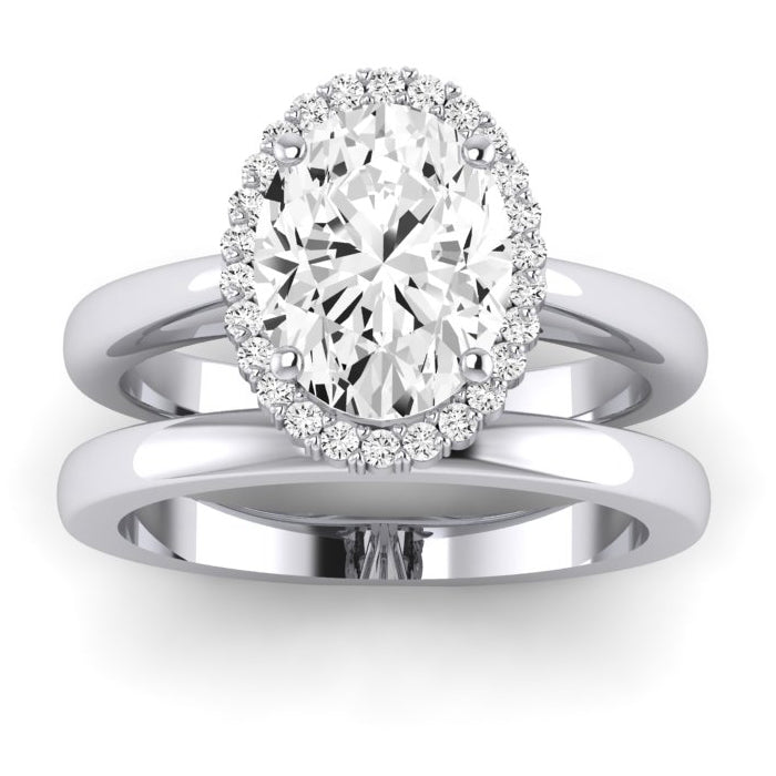 Calla Lily Diamond Matching Band Only (does Not Include Engagement Ring) For Ring With Oval Center whitegold