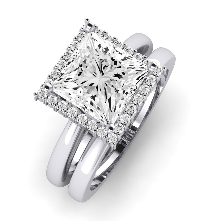 Calla Lily Diamond Matching Band Only (does Not Include Engagement Ring) For Ring With Princess Center whitegold