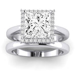 Calla Lily Diamond Matching Band Only (does Not Include Engagement Ring) For Ring With Princess Center whitegold