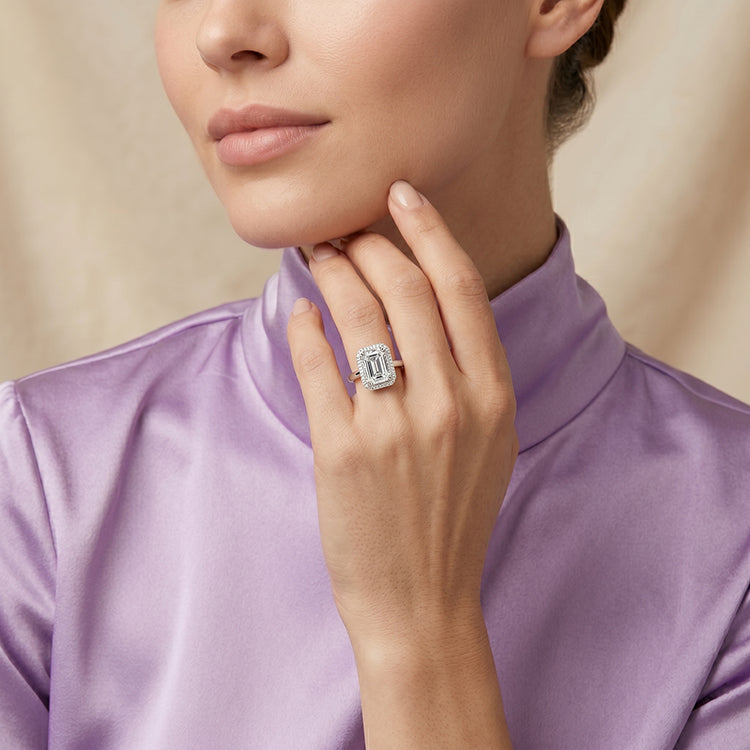 Callalily - GIA Natural Emerald Diamond Engagement Ring