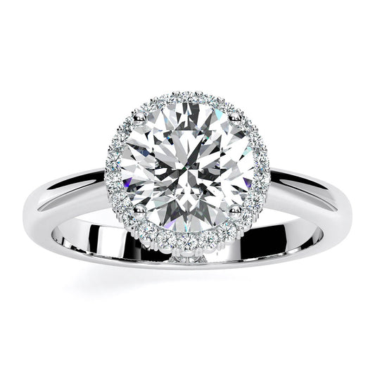 Callalily Round Moissanite Engagement Ring whitegold