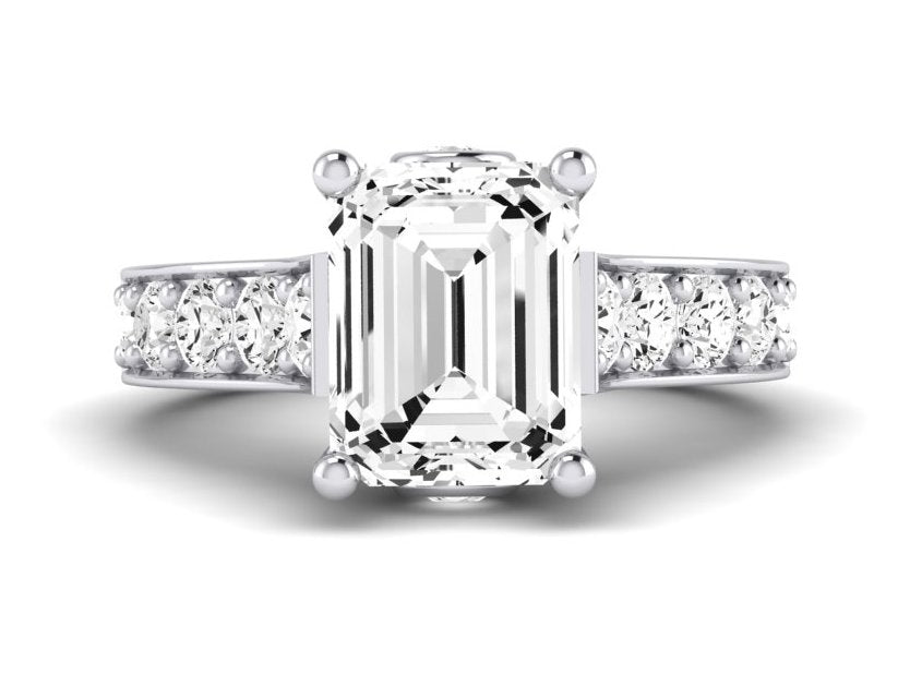 Calluna Emerald Moissanite Engagement Ring whitegold