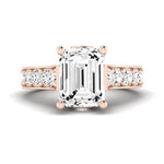 Calluna Diamond Matching Band Only (does Not Include Engagement Ring) For Ring With Emerald Center rosegold