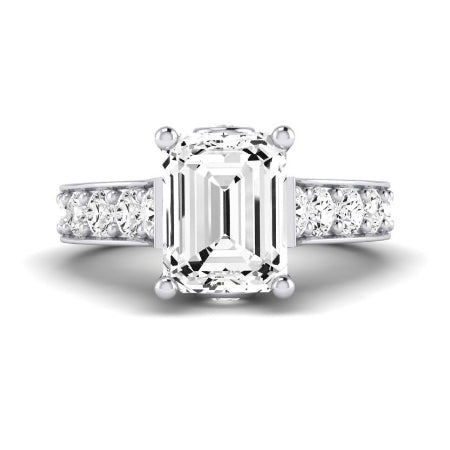 Calluna Diamond Matching Band Only (does Not Include Engagement Ring) For Ring With Emerald Center whitegold