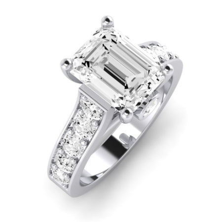 Calluna Diamond Matching Band Only (does Not Include Engagement Ring) For Ring With Emerald Center whitegold
