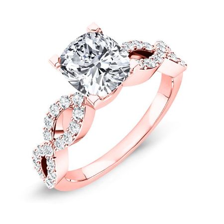 Camellia Cushion Moissanite Bridal Set rosegold