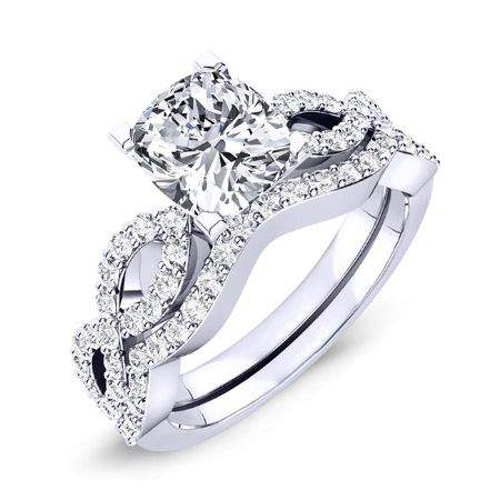 1.00 ct - Camellia - GIA Natural Cushion Diamond Bridal Set