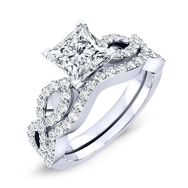 1.00 ct - Camellia - GIA Natural Princess Diamond Bridal Set