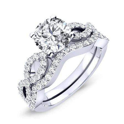 Camellia Round Moissanite Bridal Set whitegold