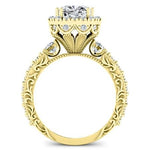 Canna Cushion Moissanite Engagement Ring yellowgold