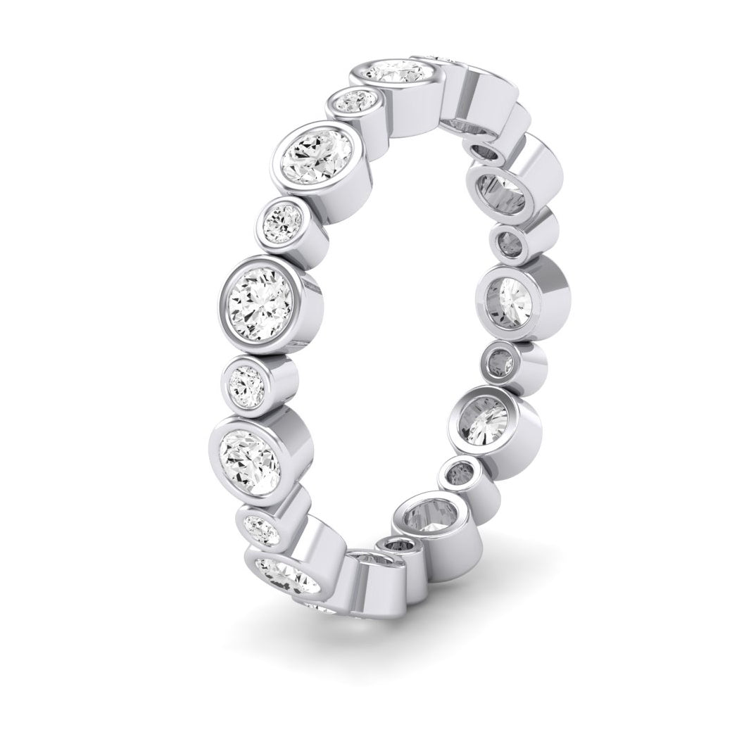 Caradonna Round Cut Moissanite Eternity Band whitegold