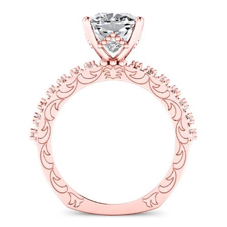 Carmel Diamond Matching Band Only (engagement Ring Not Included) For Ring With Cushion Center rosegold