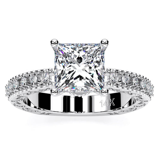 Carmel Princess Moissanite Engagement Ring whitegold