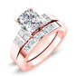 Carnation Cushion Moissanite Bridal Set rosegold