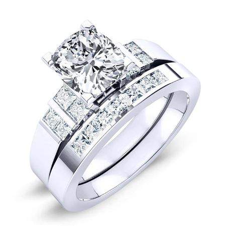 Carnation Cushion Moissanite Bridal Set whitegold