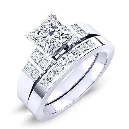 1.00 ct - Carnation - GIA Natural Princess Diamond Bridal Set