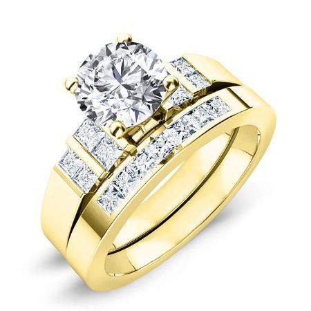 Carnation Round Moissanite Bridal Set yellowgold