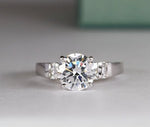 Carnation Round Moissanite Engagement Ring whitegold