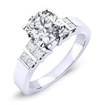 Carnation Round Moissanite Engagement Ring whitegold