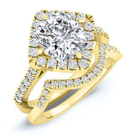 Cattleya Cushion Moissanite Bridal Set yellowgold