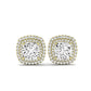 Cerise Cushion Cut Diamond Halo Stud Earrings (Clarity Enhanced) yellowgold