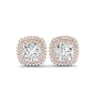 Cerise Cushion Cut Diamond Halo Stud Earrings (Clarity Enhanced) rosegold