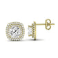 Cerise Cushion Cut Diamond Halo Stud Earrings (Clarity Enhanced) yellowgold