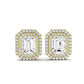 Cerise Emerald Cut Diamond Halo Stud Earrings (Clarity Enhanced) yellowgold