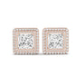 Cerise Oval Cut Lab Diamond Halo Stud Earrings