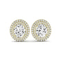 Cerise Oval Cut Moissanite Halo Stud Earrings yellowgold