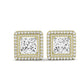 Cerise Princess Cut Diamond Halo Stud Earrings (Clarity Enhanced) yellowgold