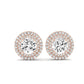 Cerise Princess Cut Lab Diamond Halo Stud Earrings