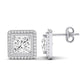 Cerise Princess Cut Moissanite Halo Stud Earrings whitegold