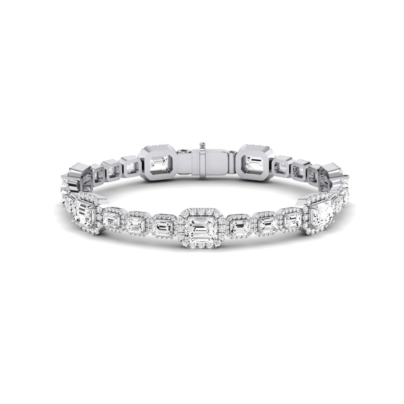 Chelsea Emerald Cut Moissanite Bracelet whitegold