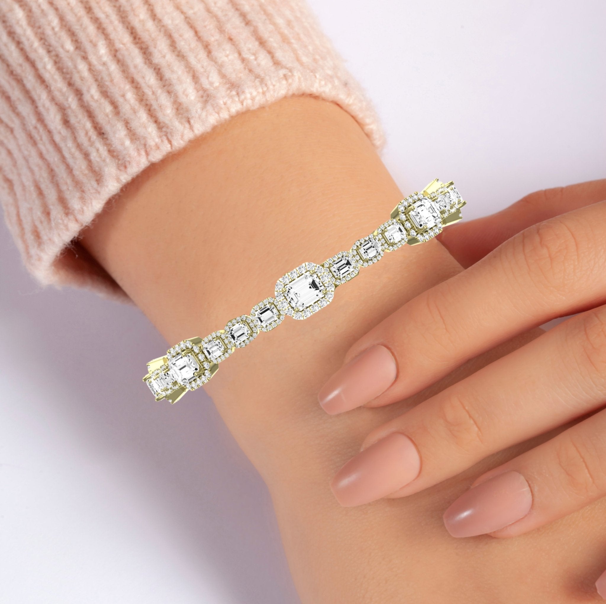 Chelsea Emerald Cut Moissanite Bracelet yellowgold